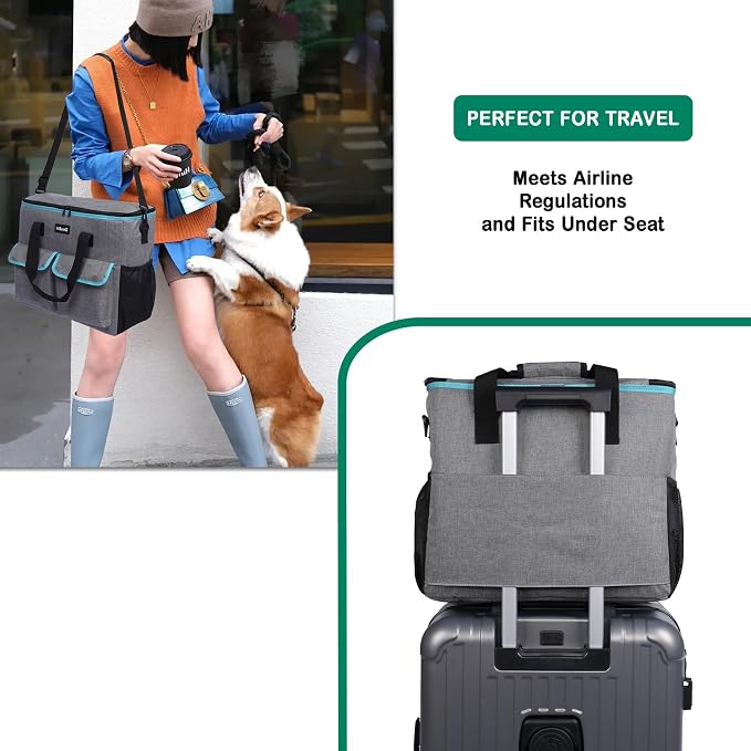 Dog Travel Bag - Dog Travel Kit for a Weekend Away Set Includes Pet Travel Bag Organizer for Accessories, 2 Collapsible Bowls, 2 Travel Food Container