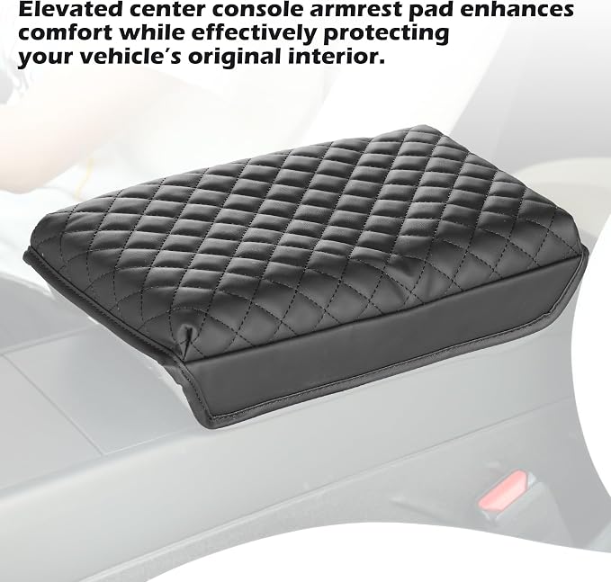 Center Console Leather Armrest Cover Designed for Tesla Model 3 2024-2026 Highland Model Y 2025 2026 Juniper Center Console Accessories for Tesla Model 3/Y Interior Accessories Black