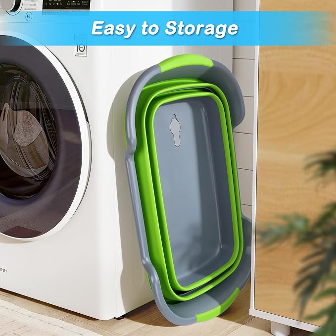 Collapsible Pet Bathtub with Drainage Hole for Puppy Small Dogs Cats, Green | Portable Washing Tub, Foldable Bathing Tub, Indoor, Outdoor, Multi-Functional