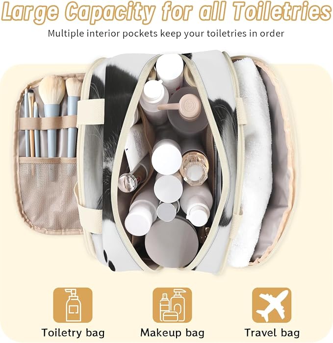 Funny Cat Travel Toiletry Bag for Women | Animal Paw Lightweight Waterproof Makeup Cosmetic Bag Large Tote Organizer for Traveling, Toiletries, Accessories