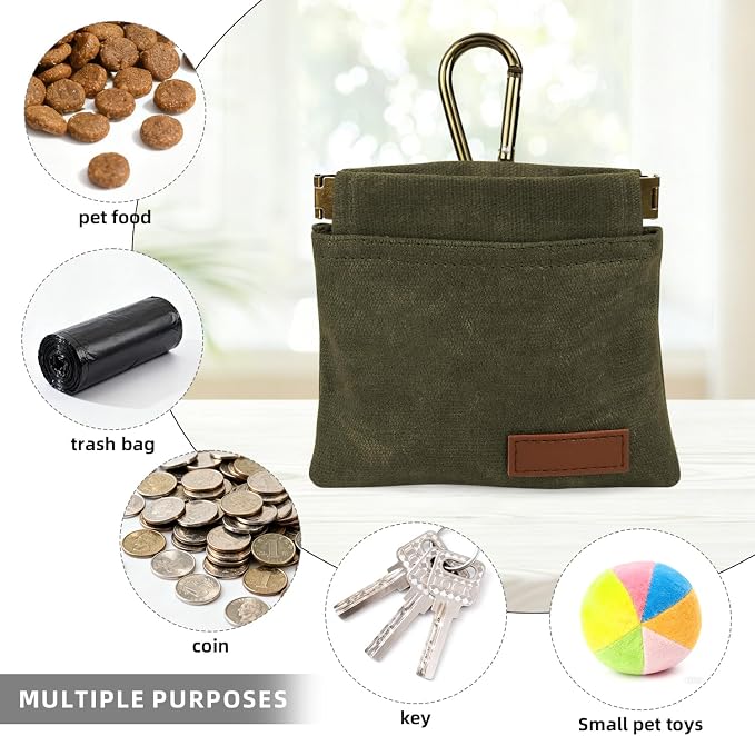 1 Pcs Pocket Pet Training Pouch,Dog Treat Pouch (Olive drab) | For Portable Pet Dog Walking Bag, Travel or Outdoor Use