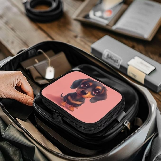 Pet First Aid Kit for Dogs Travel,Cute Dachshund Dog Pink Pet Emergency Survival Kit for Dogs,Empty First Aid Bag Small Medicine Bag First Aid Pouch with Zipper