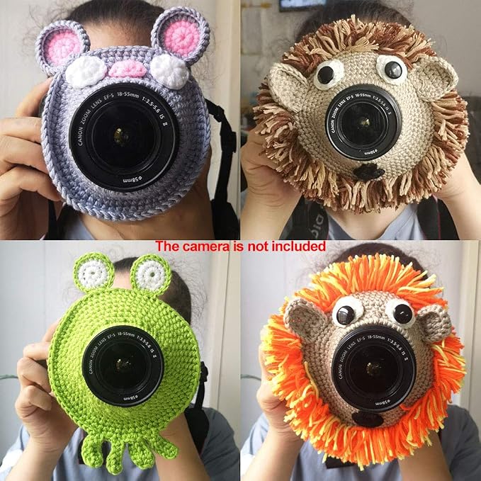 Shutter Hugger,Camera Lens Stand Camera Buddies Shutter Hugger Photography Props, Handmade Pet Knitted Lens Accessories Pet for Portable Video Devices(Color:Blue)