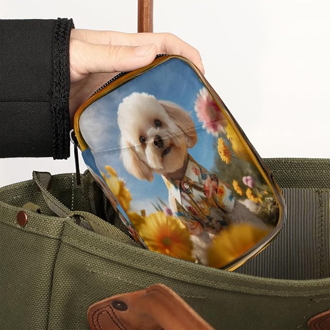Pill Organizer Box Pet Dog Flower 7-Day Weekly Medicine Pill Case Travel Pill Container Portable Pill Holder Storage Purse Bag Small Compact Size for Vitamin Supplement Birth Control
