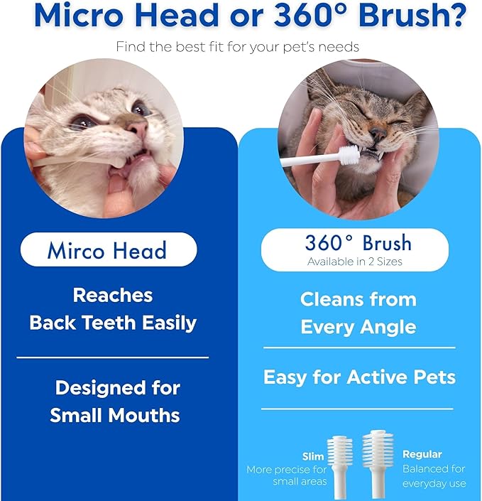 MIND UP Dog Toothbrush with Micro Head, 15° Angled Handle for Ultra-Small Dogs, Pet Toothbrush for Back Teeth & Hard-to-Reach Areas, Made in Japan