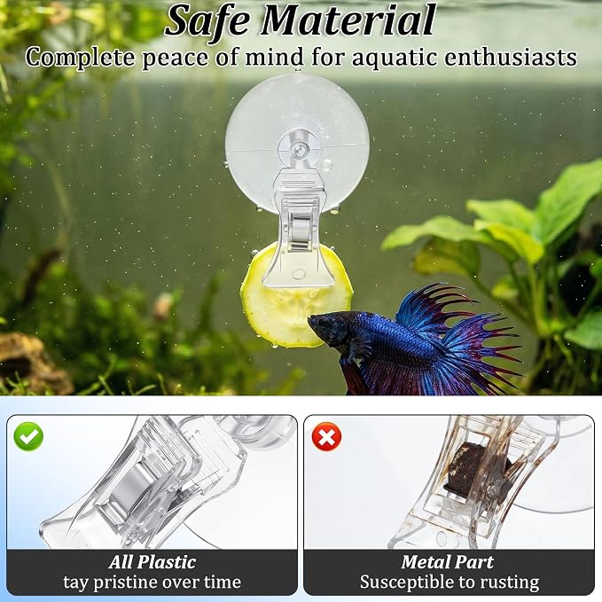 6 Pcs Aquarium Suction Cups with Clips - Aquarium Suction Cup Clips