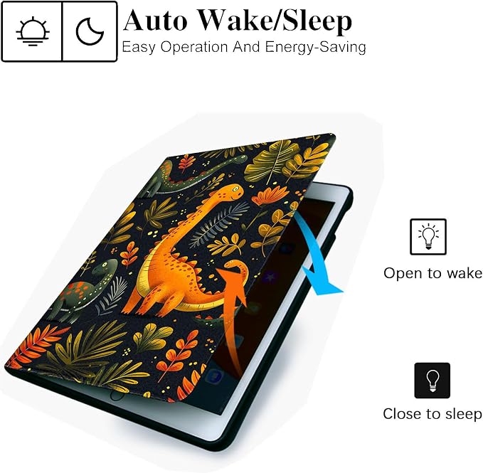 for Microsoft Surface Pro 11/10/9-13" 2024/2022 Tablet Case,Auto Wake/Sleep,Adjustable Stand Protective Cover - Cute Cartoon Dinosaur