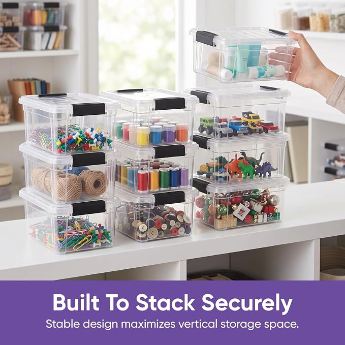 Superio Clear Storage Boxes with Lids, 3.5 Quart Plastic Container Bins for Organizing, Stackable Crates, BPA Free, Non Toxic, Odor Free, Organizers for Home, Office and Dorm, 5 Pack