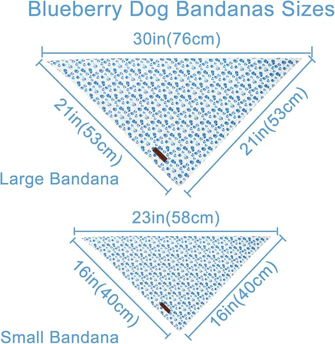 Blueberry Dog Bandana, Spring Summer Blueberry Puppy Bandana for Girl Female Dogs, Soft Cotton Pet Triangle Bid Scarf Kerchief for Girl Boy Dogs or Cats