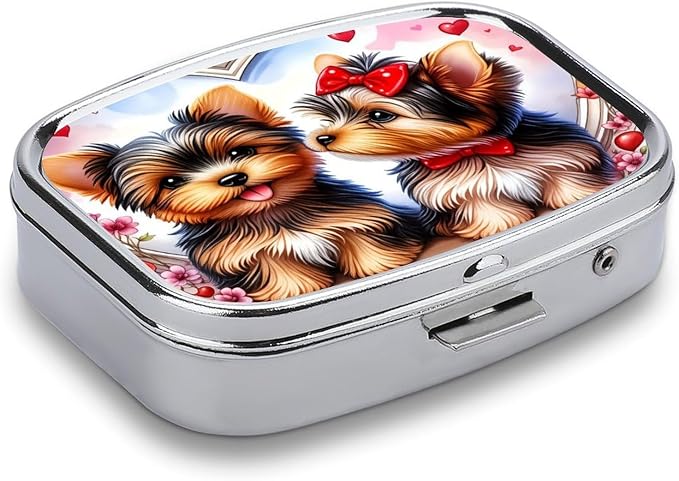 Two Pet Dog Durable Metal Pill Case for Daily Use, 2 Slot Medicine Box Organizer,Leak Proof Travel Pill Container for Vitamins, Compact Pocket Medicine Holder for Seniors,Holiday Gift