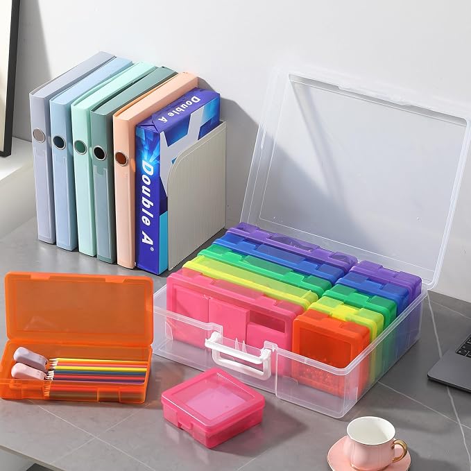 Plastic Storage Box Arts & Crafts Storage Boxes Organizers with Storage Box | Multifunctional Design,,Stackable,See Through,Versatile Organization,Space-Saving,Durable,Dust Protection