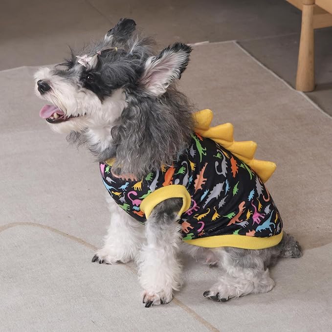 CuteBone Dinosaur Costume Dog Shirt, Stretchy Velvet T-Shirt Clothes for Small Dogs, Soft & Breathable Pet Tee Outfit Cat Apparel for Daily Wear, Cozy Pullover Design Puppy Fashion COSBX01S