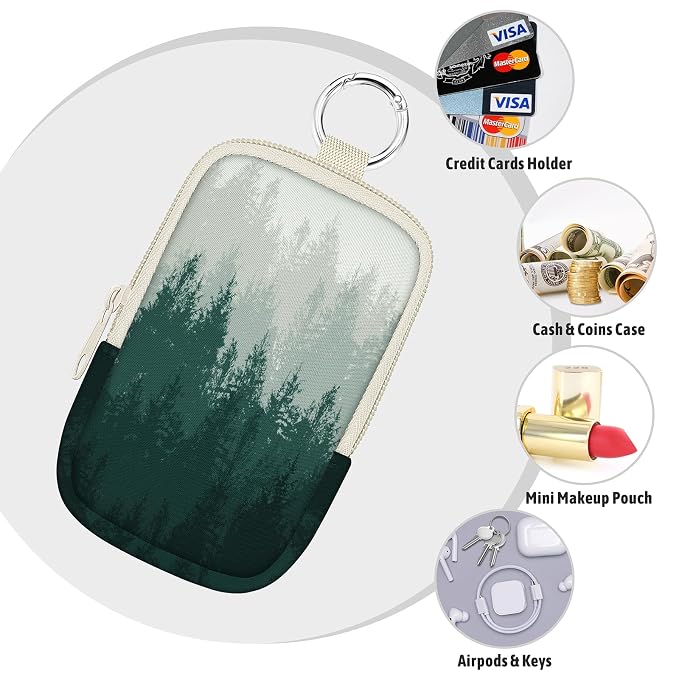 Hand Sanitizer Holder, Forest Scene Spray Case Zippered Pouch | Keychain, Travel Size, Cute Fashion Accessory with Snap Hook, for Glow Mist and Power Mist 1FL OZ, Mini Small Pocket Clip on