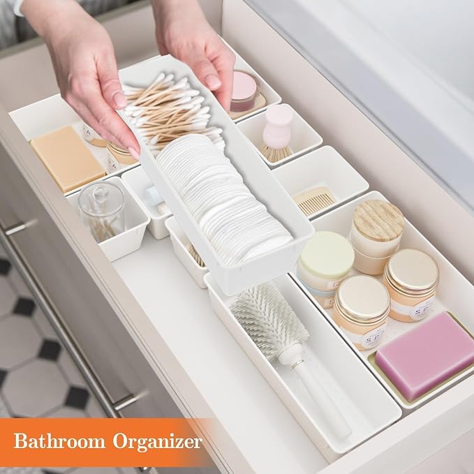 SpaceHacks 25 PCS Plastic Drawer Organizer, 4-Size Versatile Organizer Trays & storage Bins