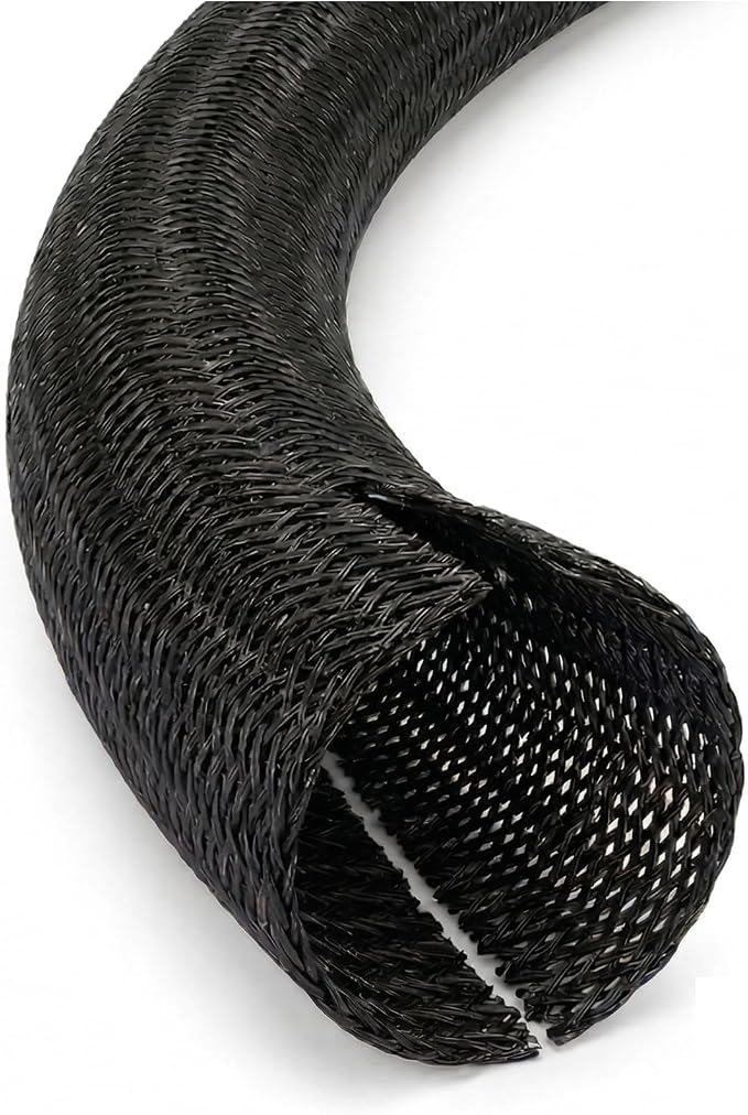1/4 inch Split Cable Sleeve - 6.5ft Cord Protector Wire Loom Tubing (Black - 1/2 inch x 6.5ft)