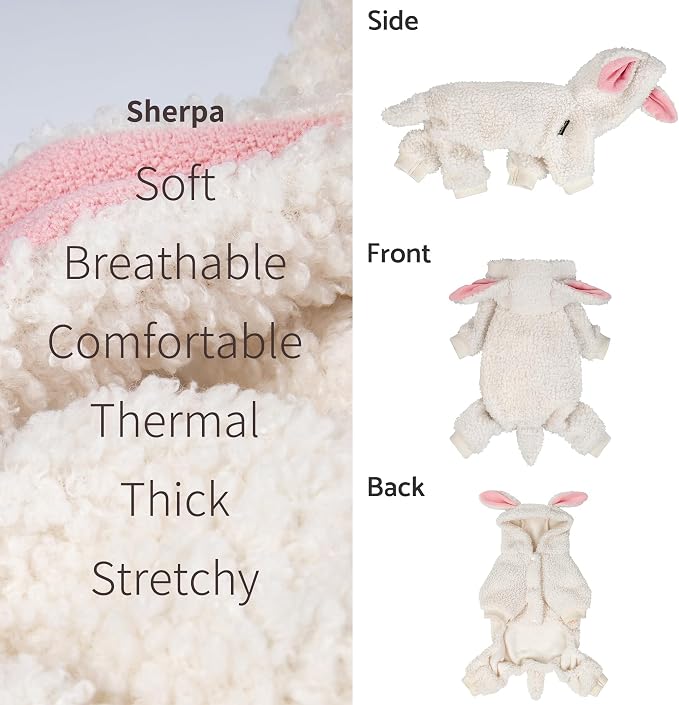 Fitwarm Halloween Sheep Dog Costumes, Funny Clothes for Small Dogs Boy Girl, Pet Apparel, White, Pink, XXL
