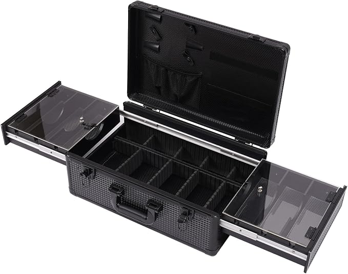 Beauty Barber Case Organizer for Supplies and Accessories Barber Carrying Case Professional Barber Travel Case Barber Beauty Salon Tool Box for Hair Stylist Pet Groomer, Black,19.7x13x7.8inch