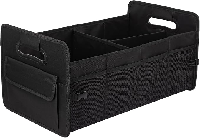 JiatuA Car Trunk Organizer, Car Organizers and Storage Collapsible Multi Compartment Container Box, Adjustable Car Accessories for SUV Sedan Truck, Standard Size, Black | Sturdy, Large Capacity, Clean Decor, Multi Compartment Container Box, Adjustable ...