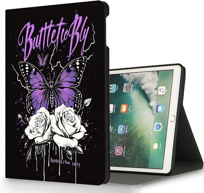 for Microsoft Surface Go 4/3/2/1-10.5" 2021 Tablet Case,Auto Wake/Sleep,Adjustable Stand Protective Cover - Purple Butterfly