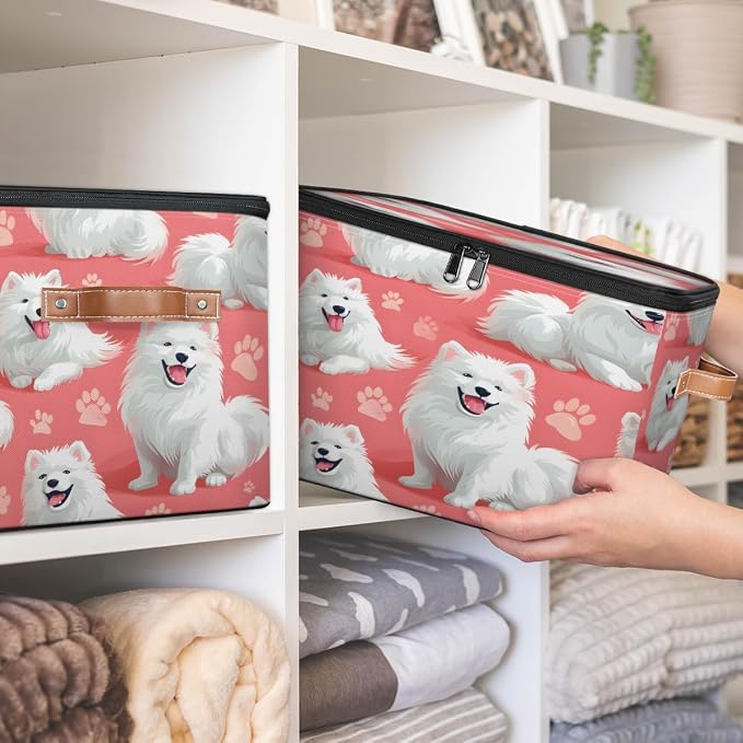 Dogs Storage Box with Zipper Lid