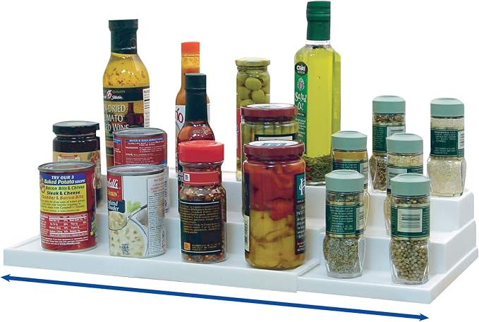 Dial Industries 3 Tier Expandable Spice Jar Kitchen Cabinet Shelf Organizer