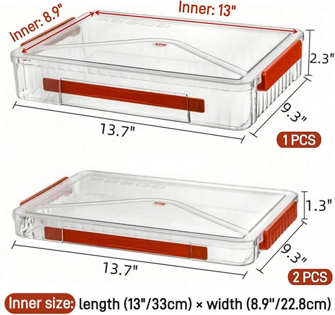 Set of 3 Portable Paper Storage Box Organizer, 9" X 13" Clear Plastic File Storage Box with Lids, Stackable Document Box Project Case for Organizing A4 File Paper, School Supply, Craft
