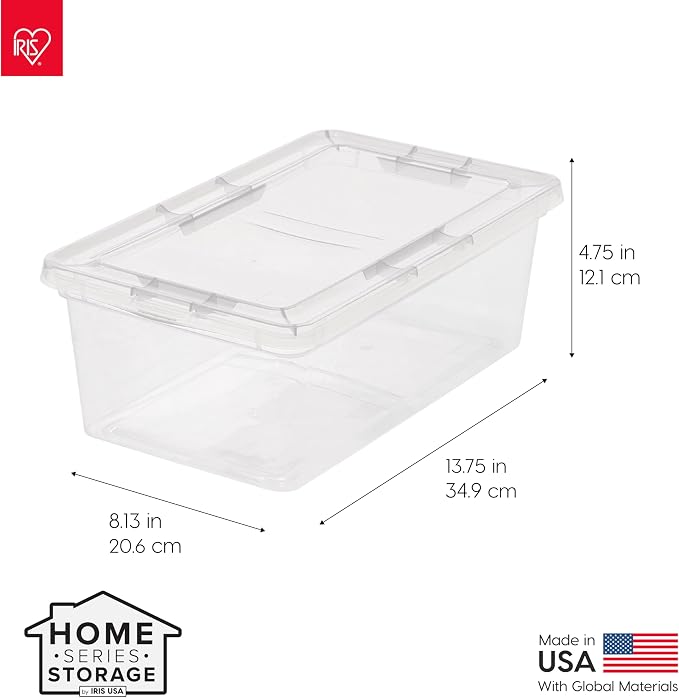 IRIS USA 12-Pack 7 Qt Storage Bins with Lids, Clear, Stackable | Ideal for shoes, crafts, office supplies and pantry items, nestable design, transparent design makes contents easy to find
