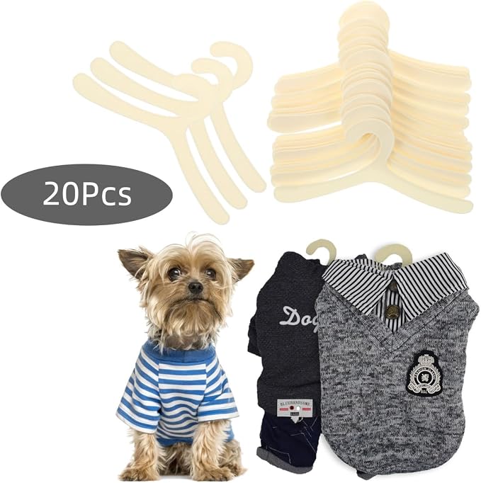 Milisten 20pcs PET Apparel Hangers 19cm Plastic Dog Clothing Hanging Racks for PET Clothes Storage