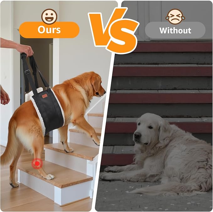 Adjustable Dog Lift Harness, Dog Sling for Large Dogs Lift Support and Rehab Harness for Weak Rear Legs, Soft Hind Leg Support Helps Senior, Injured,Disabled and After ACL Surgery Dogs(Black,X-Large) | Sturdy Support, Helps Seniors, Injured, Disabled a...