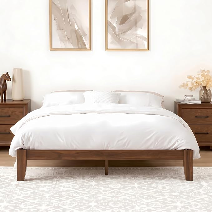 Softa Mikor Queen Japanese Joinery Bed Frame, Solid Rubberwood, 1500 Lbs Heavy Duty Slats Support, SGS Certified, 15-Min No-Tool Assembly, Noise-Free, Under-Bed Storage, No Box Spring Needed