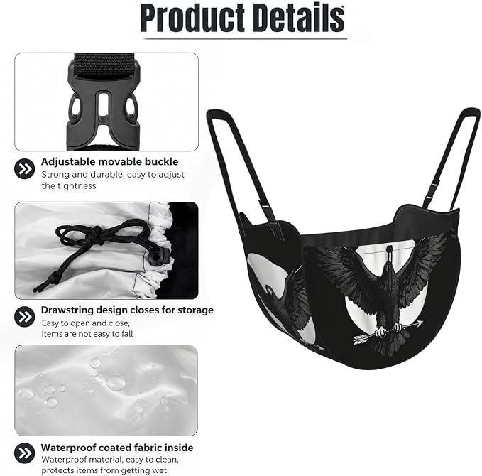 Black Eagle Wings Car Seat Organizer-Backseat Storage Bag for Travel | Waterproof Durable. Holds Snacks Gear Essentials. Fits Most Cars.
