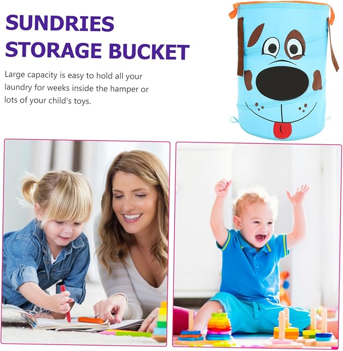 Cabilock 1pc Foldable Portable Storage Basket for Pets Sky- Organizer Handles for Toys Clothes Laundry Nursery Bedroom and Apartment Use