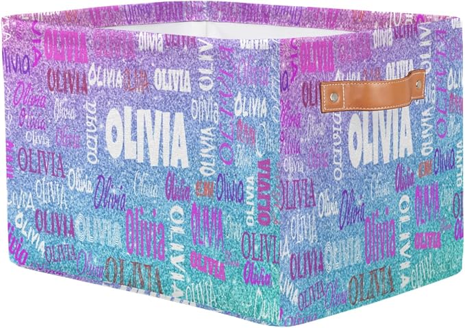 Custom Storage Basket for Rooms, Light Blue Purple Glitters Bling | Organizing Boys Girls Pets Toys Closet Shelf Clothes Books