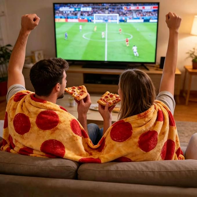 Bnuitland 71 Inches Pizza Funny Blanket, 300 GSM Double Sided Giant Funny Novelty Realistic Food Blanket for Adults and Kids, Super Soft Flannel Throw