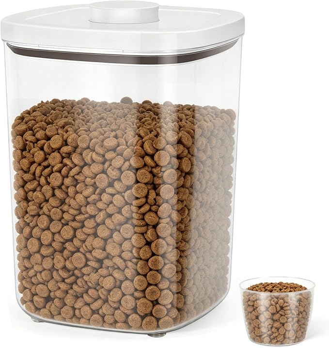 TBMax Dog Cat Food Storage Container 10 Lbs, Stackable Pet Food Dog Treat Container with Pop Up Lids, Airtight Food Storage Bin for Kitchen Organization