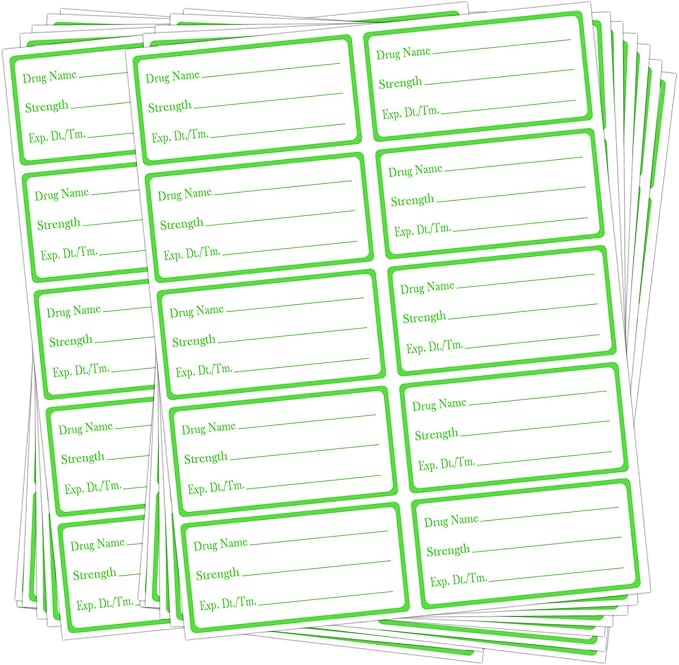 Drug Name Label Stickers,1x2 Inch Drug Usage Medication Strength Veterinary Instruction Reminder Labels (500 Pcs)