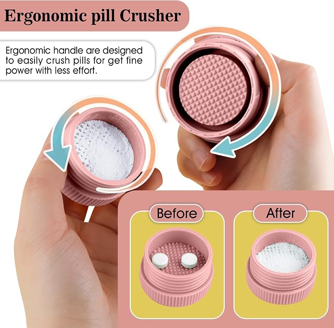 Pill Cutter Crusher Splitter: 3-in-1 Portable Pill Case Pink