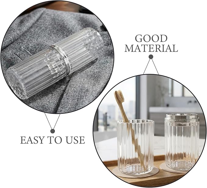 BESTonZON Portable Travel Toothbrush and Toothpaste Case Pet and Abs Material Holder with Disassemblable Design and Easy Cleaning Feature 2pcs for Bathroom and School Use