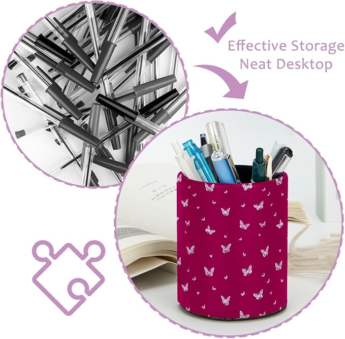 Butterfly Pen Holder, Pencil Cup Marker Brush Holder Desk Storage Case, Desktop Organizer for School Office Home Supplies
