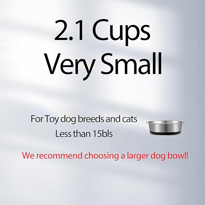 WROSWT Stainless Steel Dog Bowls Set of 2, Anti Rust Metal & Non Slip Rubber Base, Heavy Duty Large Feeding Dishes, Food Grade BPA Free, Food and Water Bowl for Small Dogs (30oz, 3.8cup)