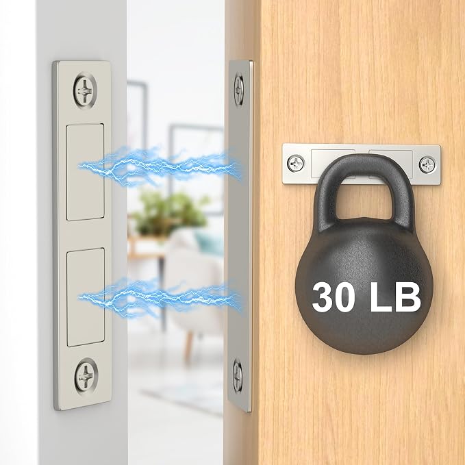 Cabinet Drawer Magnets, Jiayi Closet Magnetic Cabinet Door Catch, 4 Pack Ultra-Thin Invisible Door Magnets Closures, 30LB Heavy Duty Double Door Magnet with Screw for Wardrobe RV Screen Doors Closing
