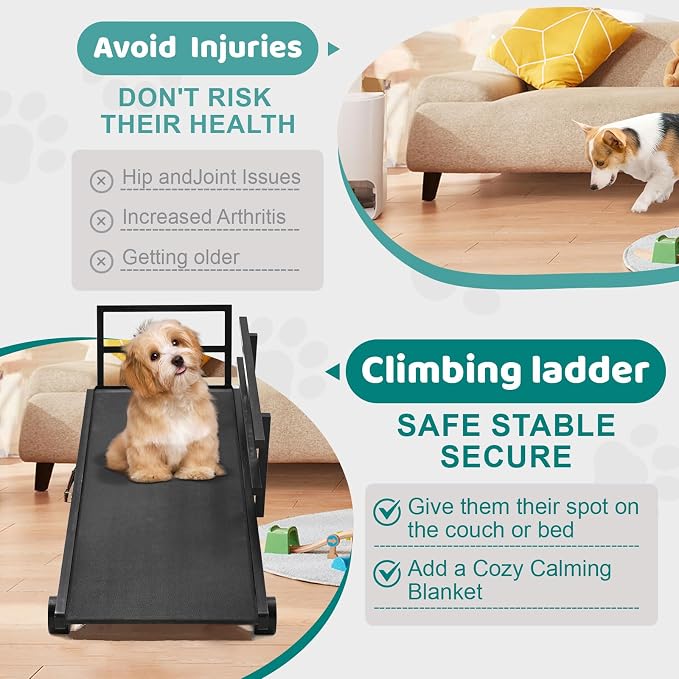 Dog Ramp for Bed & Couch, Foldable Wooden Pet Ramp, 5 Adjustable Heights | Height up to 27.5", Portable Dog Ramp with Non-Slip Rubber Surface & Safety Railings, Pet Ramp for Small, Large, Senior Dogs