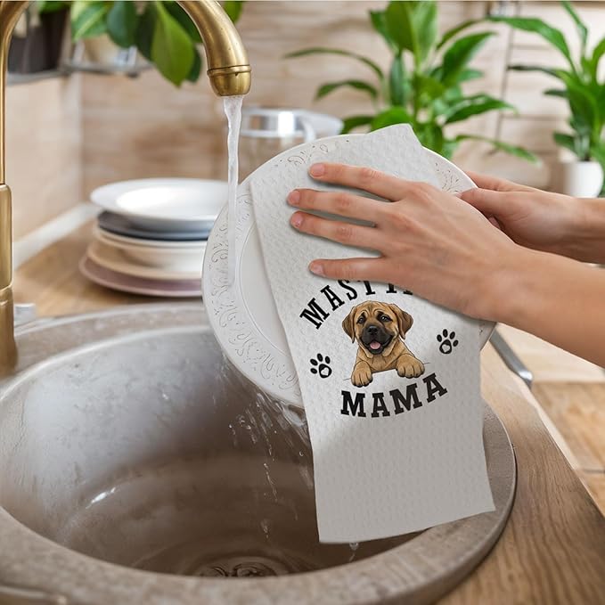 Mastiff Kitchen Towels, Dog Mama English Mastiff Gifts for Women & Dogs Moms, Dog Lover Gifts Decorative Hand Towels for Bathroom, 16x24 Inch