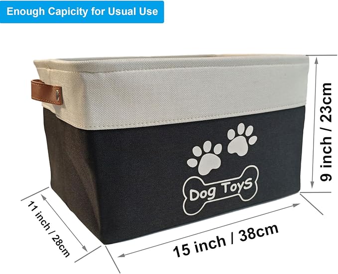 Collapsible Dog Toy Basket Foldable Dog Toy Box Bin for Pet Chew Toys Accessory