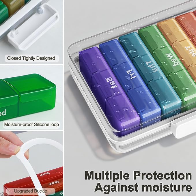 CTIME 4-Tier Extra-Large Medicine Organizer with Portable Pill Case Empty | Multipurpose Medical Box, Pill Organizer for Home Needs, Clear Visible Lids, Neatly Categorized, Home & Travel Essentials