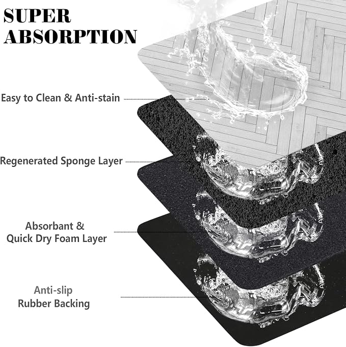 Dog Food Mats for Floors Absorbent, Pet Cat Food Mat - Quick Dry Dog Bowl Mats for Food and Water, Eco-Friendly Boho Pet Supplies 12" x 20"