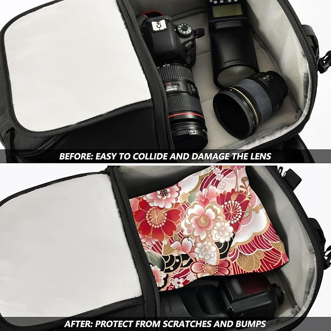 JIPONI Jap Pink Flower Makeup Bag, Self-Adhesive Magic Wrap Cloth, Portable Cosmetic Organizer, Camera Lens Protector, Travel Storage for Beauty Essentials, 17.7"x17.7"