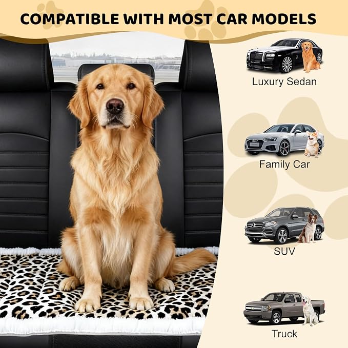 Backseat Dog Bed Mat, Dog Mat for Car Backseat Extender, 24.8'' x 54'' Non-Slip Travel Pet Blanket for Back Seat, Washable, Soft & Scratch-Proof, Universal Fit for Car, SUV, Truck, 2'' Thick