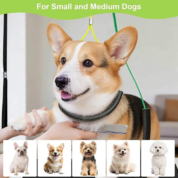 Dog Grooming Table Arm with Hammock, Adjustable Height 26"-40" Heavy Duty Grooming Arm for Dogs, No-Sit Haunch Holders & Loop Noose for Small Medium Dogs at Home or Salon