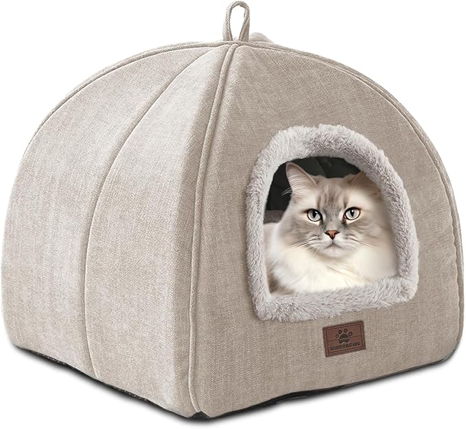 WINDRACING Cat Bed for Indoor Cats - Cat Cave Cat House Cats Tent with Removable Washable Cushioned Pillow, Soft and Self Kitten beds